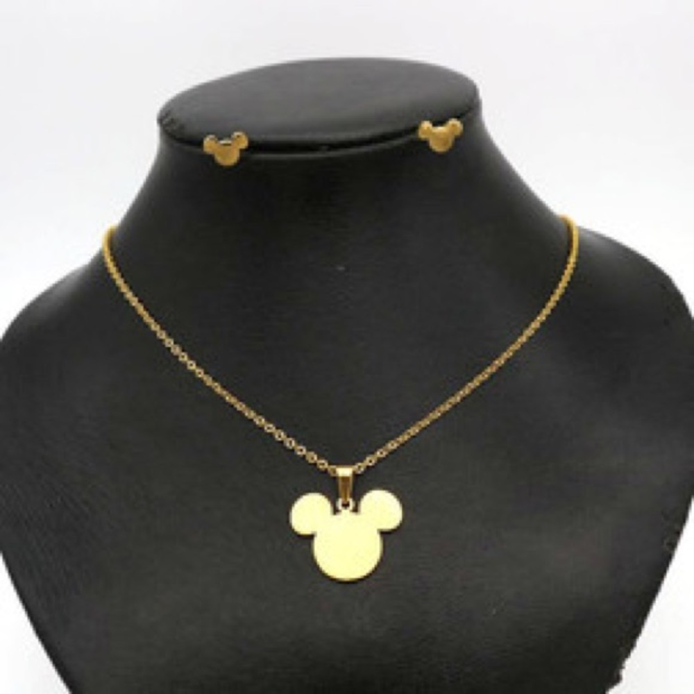 Stainless steel Mickey Mouse Necklace and Earrings Set - Picture 1 of 4